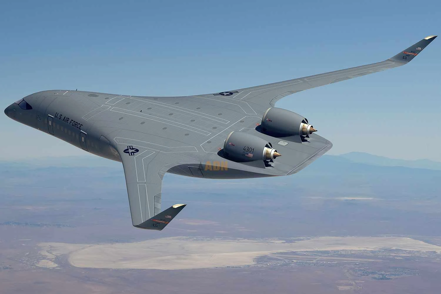 A Força Aérea dos EUA tem interesse no conceito BWB por propocionar economia de combustível de pelo menos 30% (USAF)