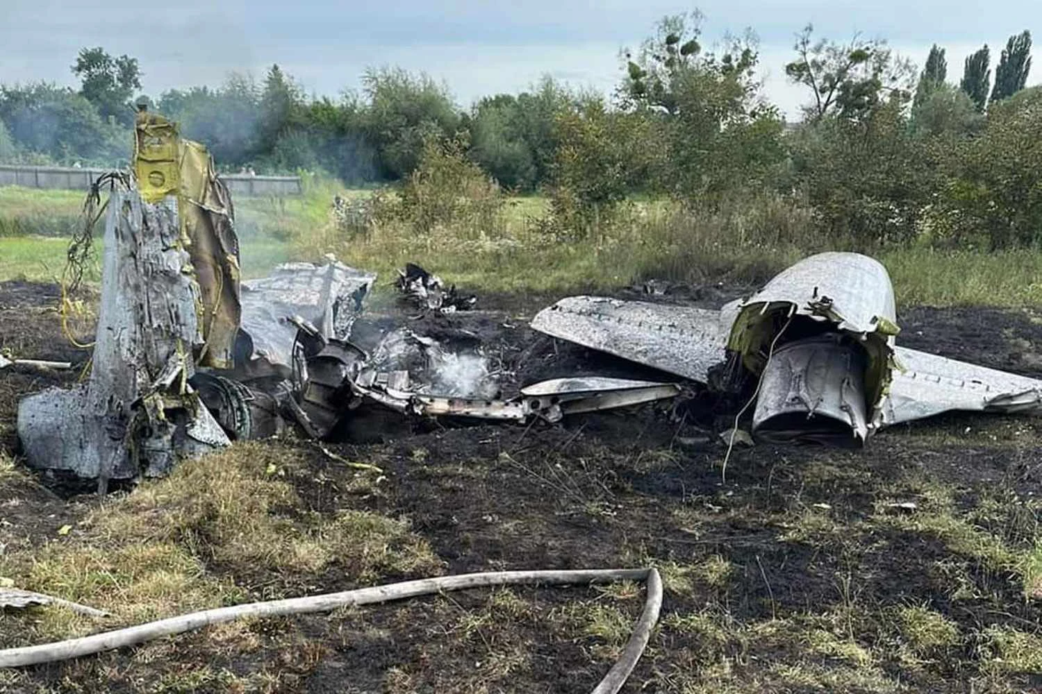 Os destroços dos dois L-39 que colidiram em 25 de agosto (GU)