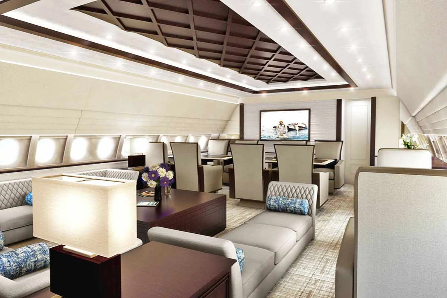 Um dos ambientes do Airbus executivo (Comlux)