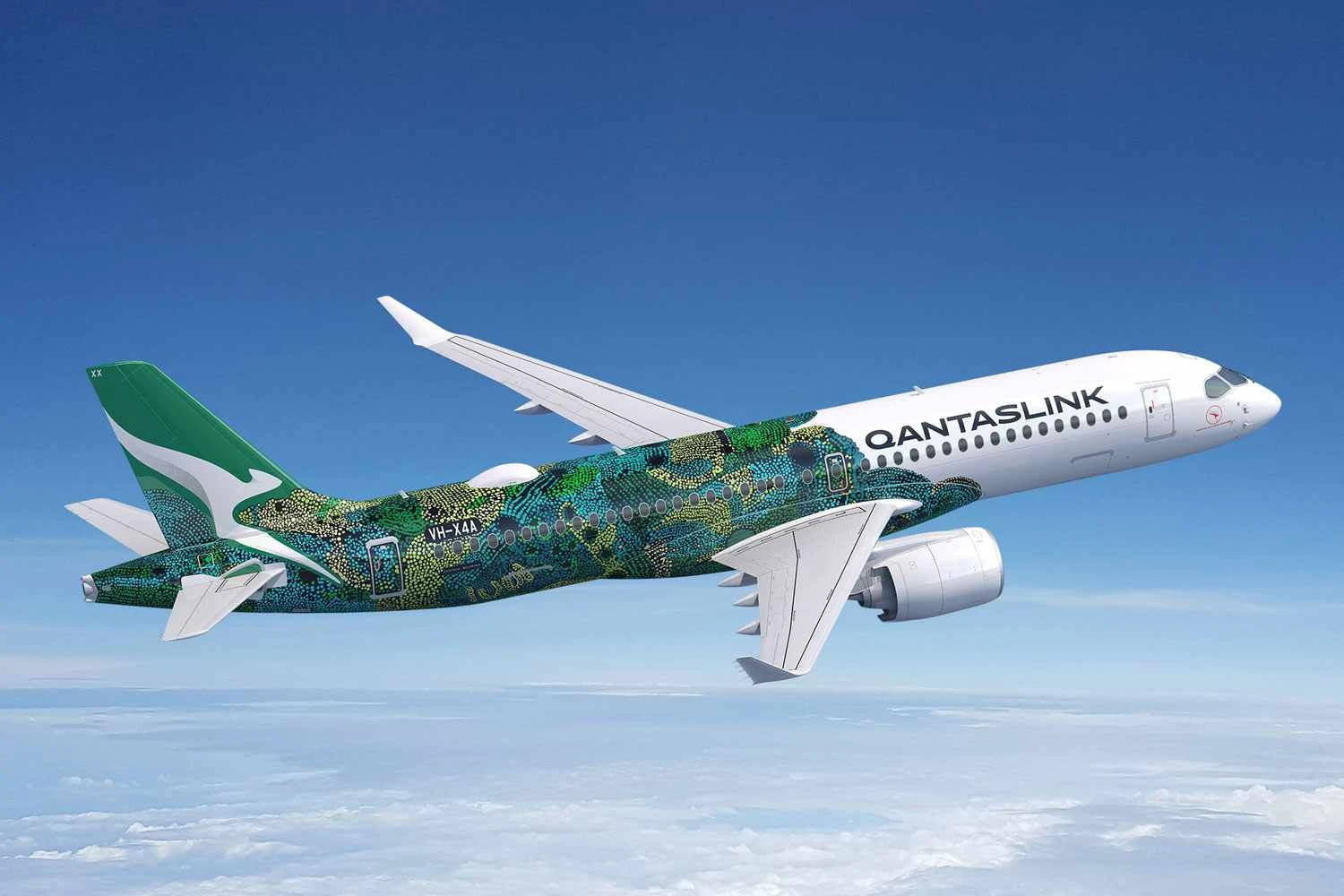 Primeiro Airbus A220 da Qantas é revelado com pintura marcante