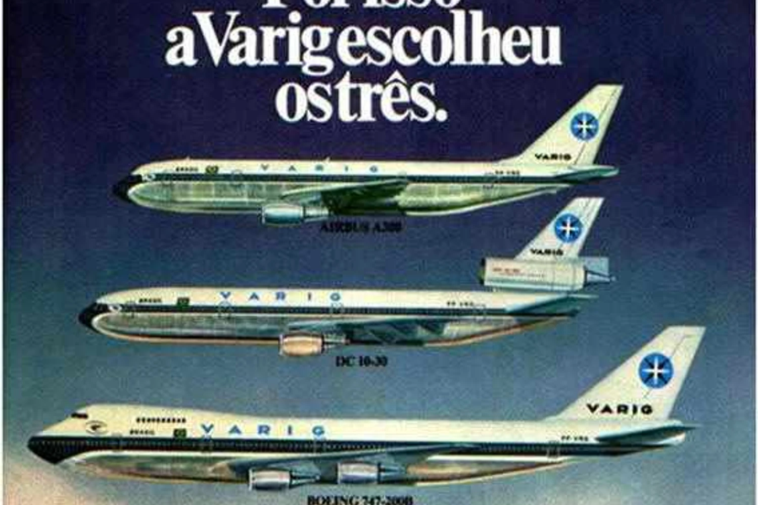 A VARIG se gabava de possuir os jatos mais inteligentes do mercado, um para cada tipo de serviço.