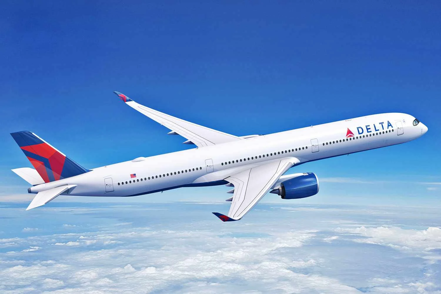 Projeção de como ficará o A350-1000 nas cores da Delta (Airbus)
