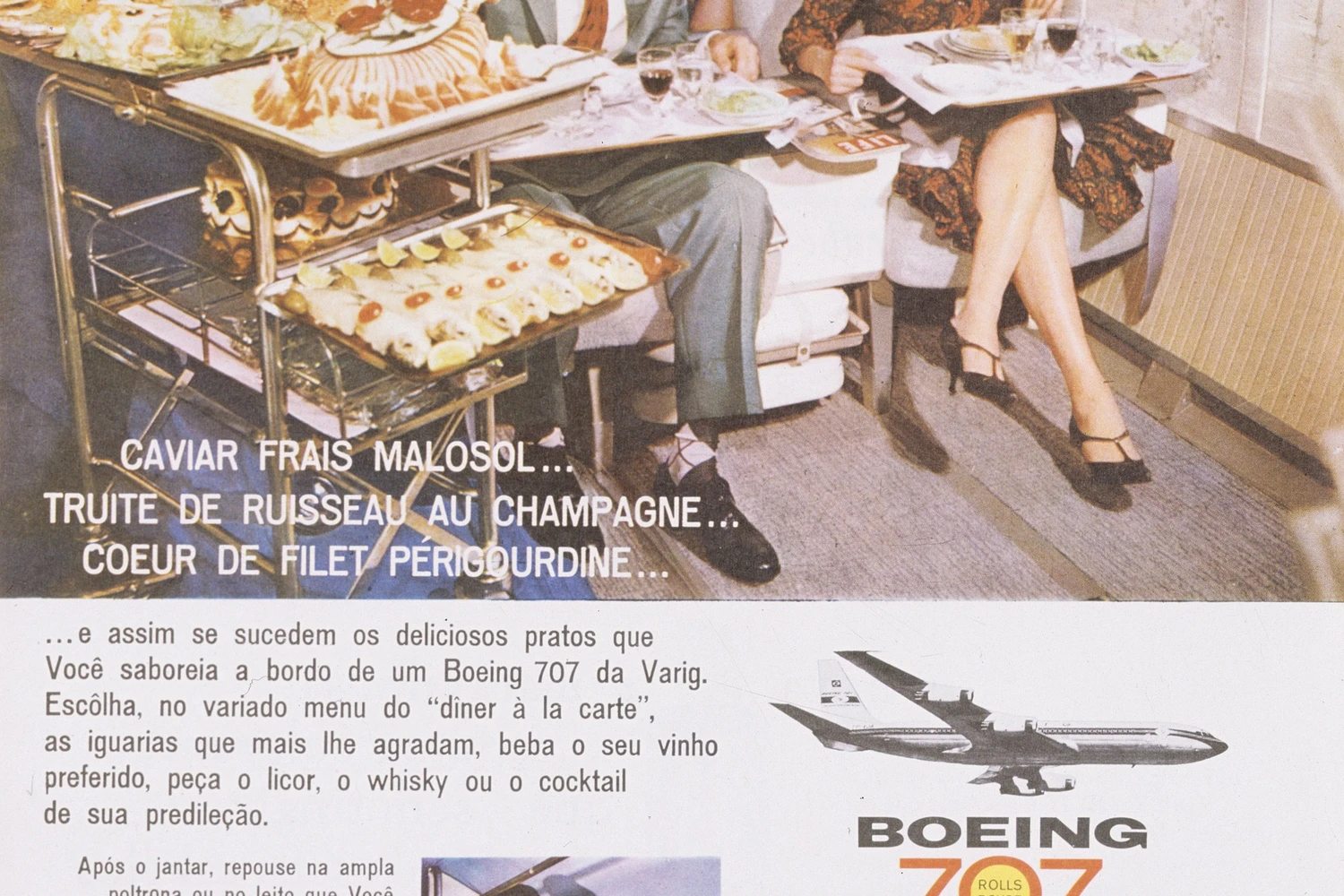 Serviço de bordo é mostrado com orgulho na introdução do 707.