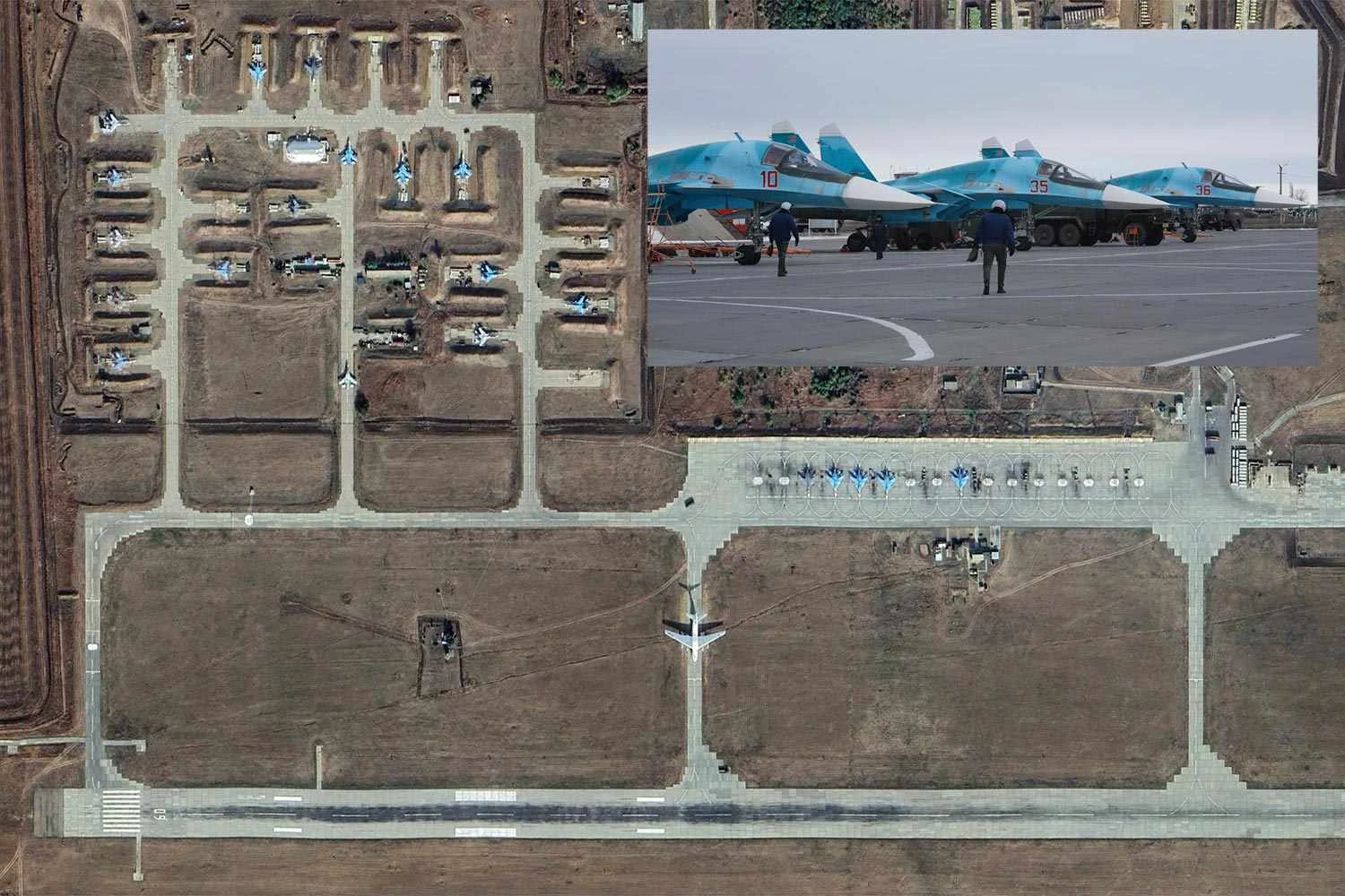 A base russa que teria sido atingida por um ataque de drones ucranianos