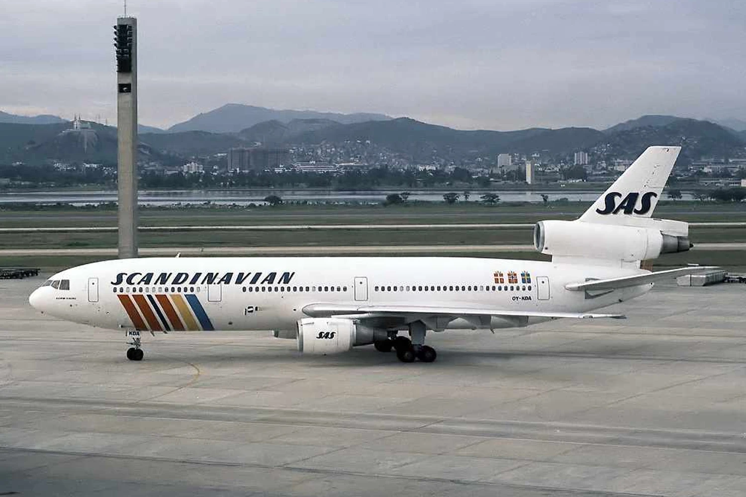 A SAS operava com o DC-10 a rota Rio de Janeiro-Lisboa-Copenhagen