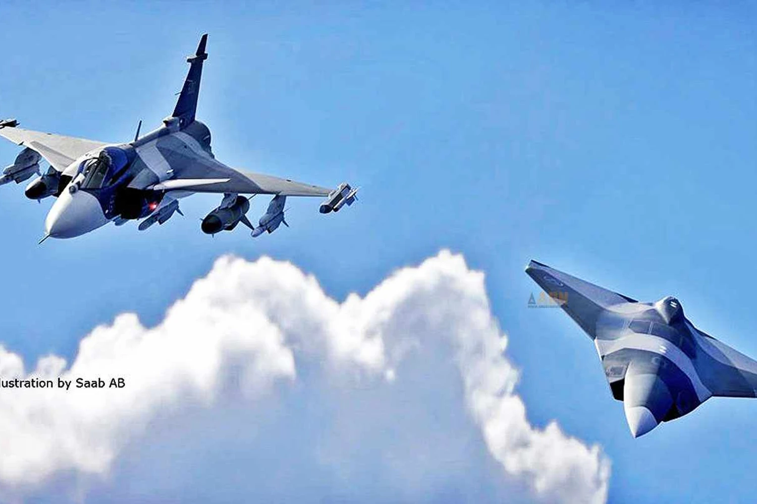 O Gripen ao lado do "ala leal"