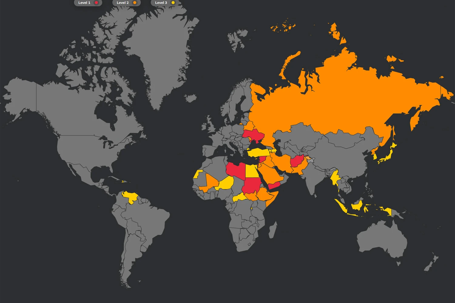 Countries with zones of conflict (Safe Airspace)