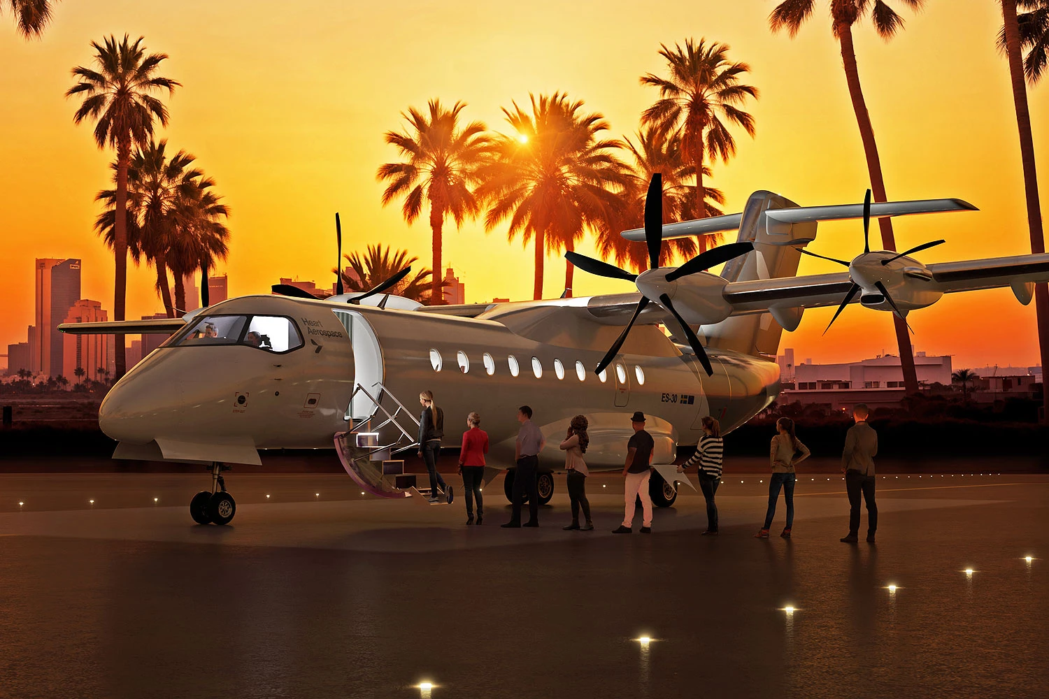 Projeção do ES-30 em Los Angeles (Heart Aerospace)