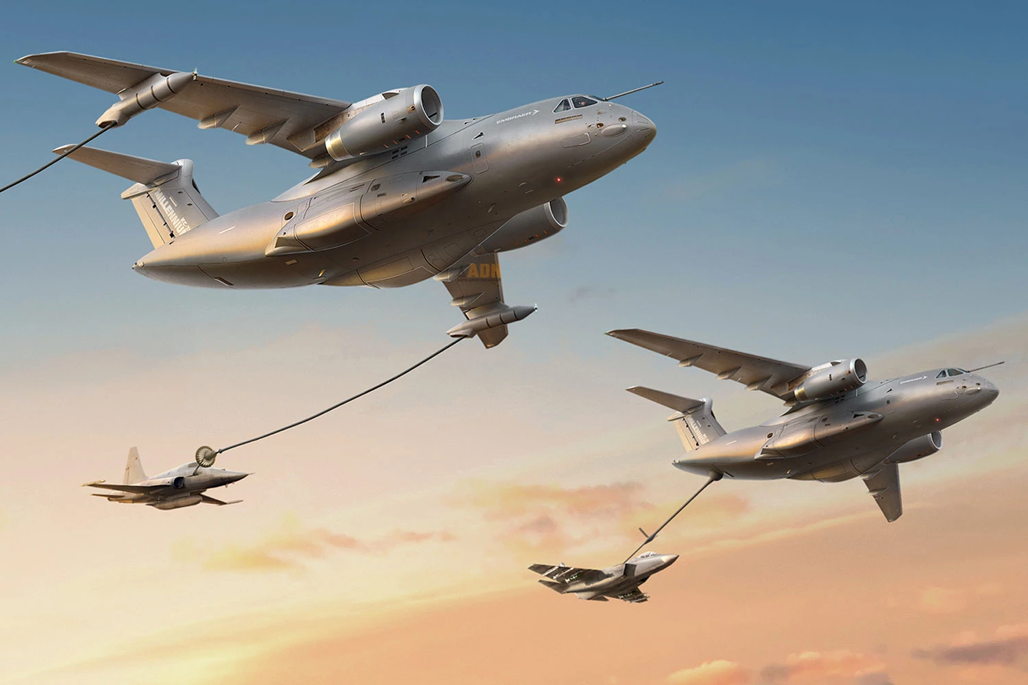 O KC-390 em vers&otilde;es com mangueira e lan&ccedil;a r&iacute;gida (Embraer)