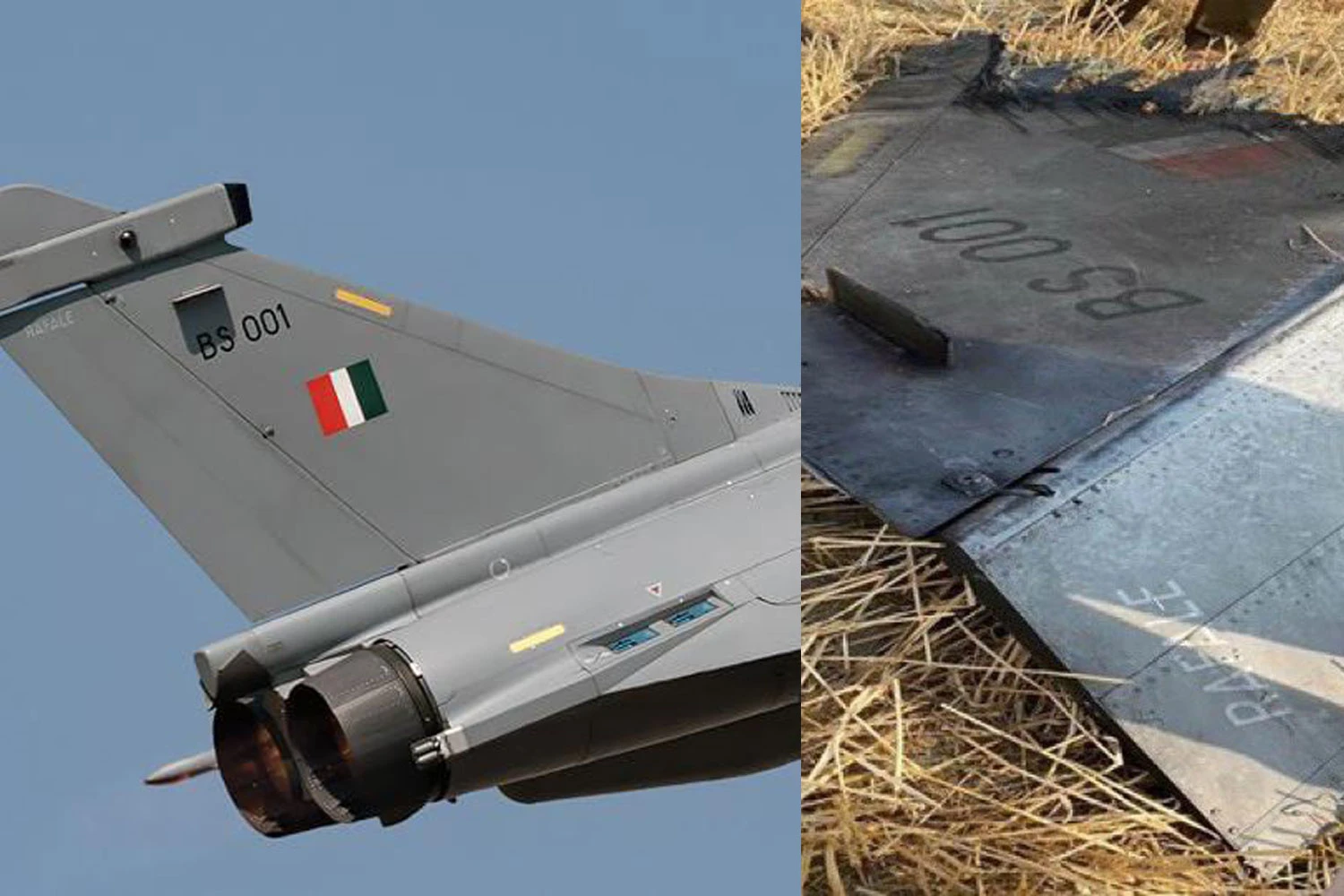 O Rafale indiano destruído (Reprodução)