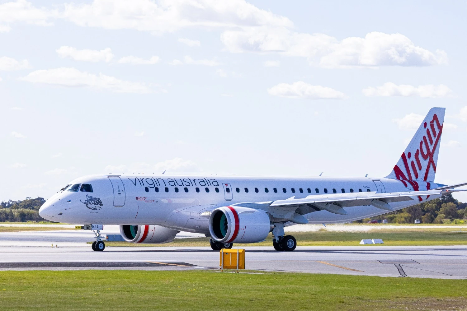 O primeiro E190-E2 da Virgin em solo australiano (Virgin Australia)