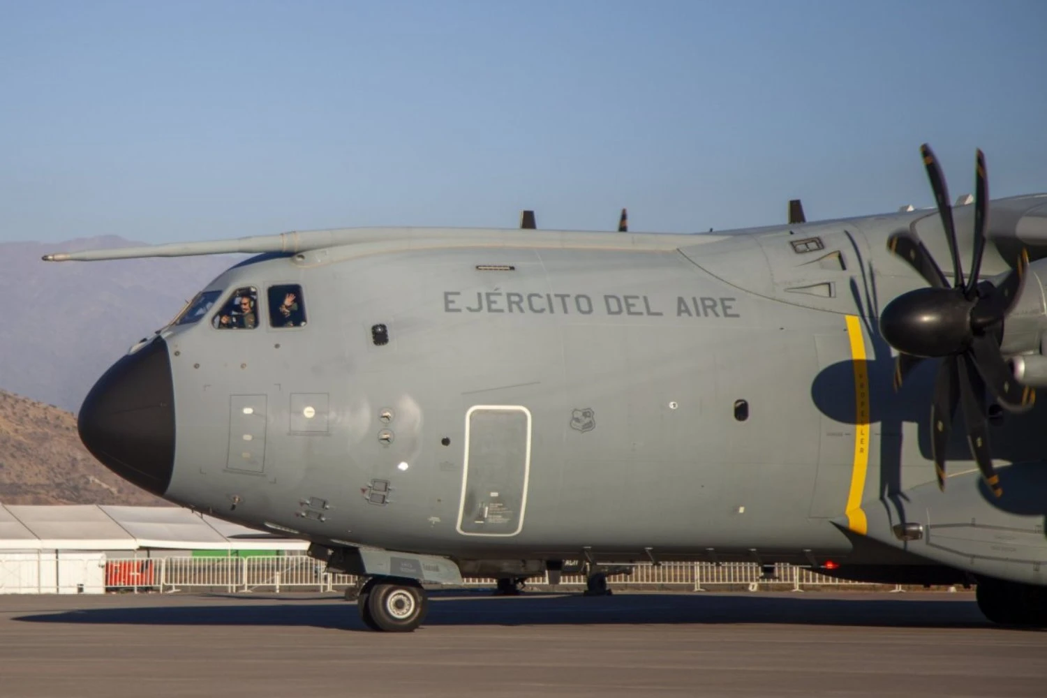 A Airbus enviou um A400M do Ejercito del Aire, da Espanha (FIDAE)
