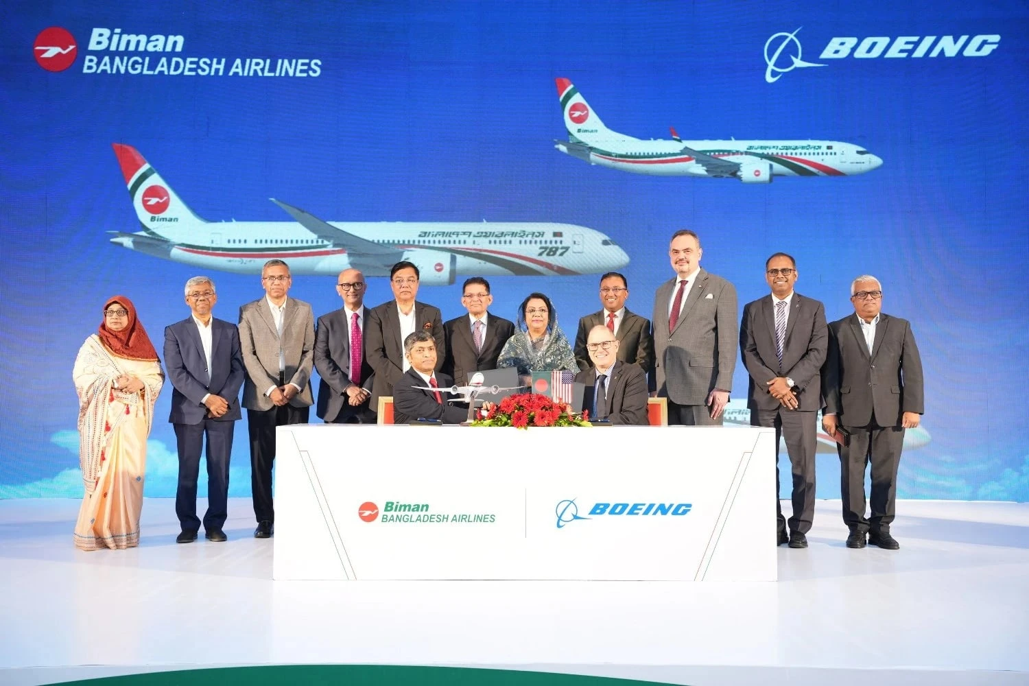 A Boeing e a Biman Bangladesh Airlines anunciam que a transportadora nacional fez seu maior pedido de todos os tempos (Boeing)