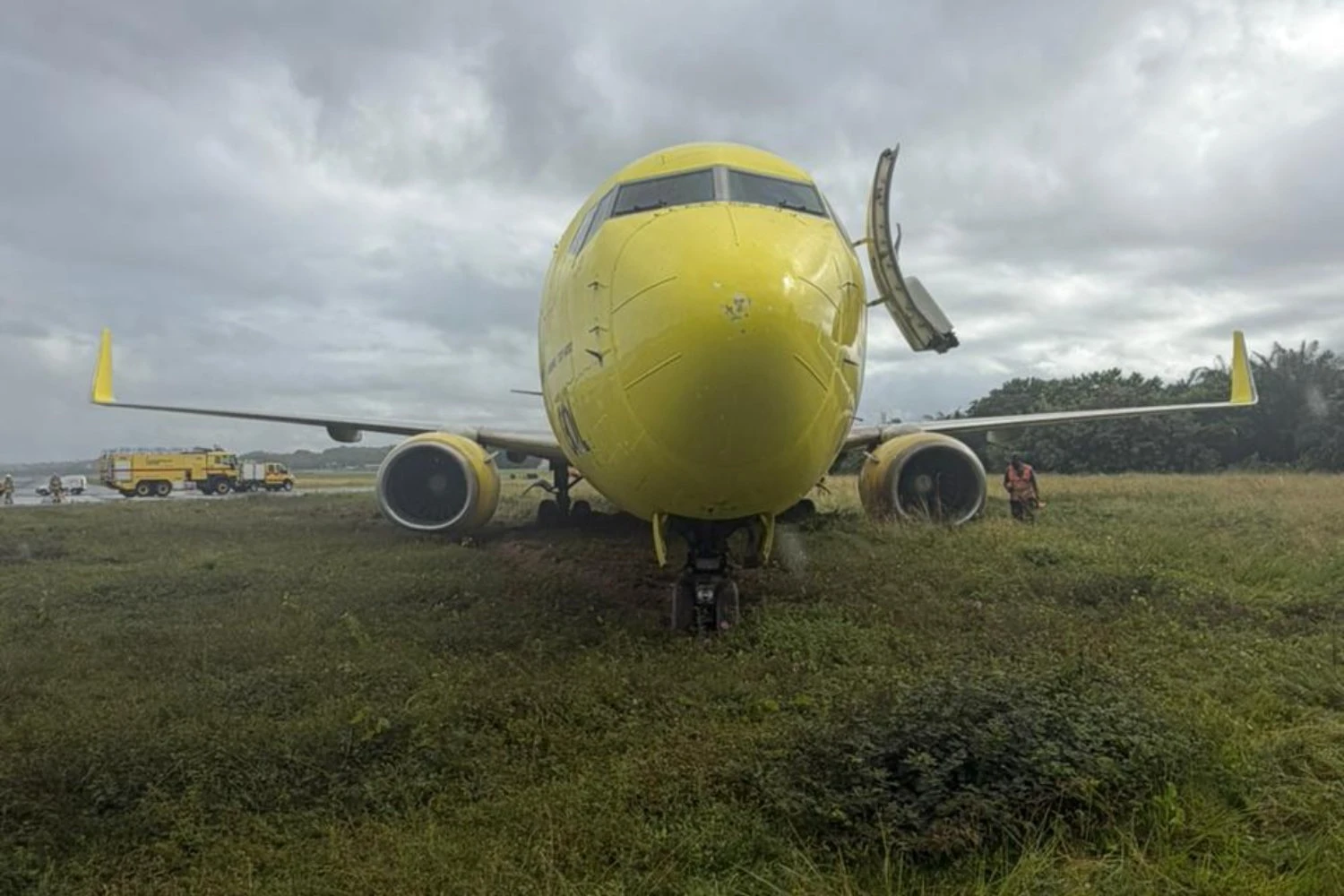 Aeronave parou cerca de 45 metros após a pista (Redes sociais)