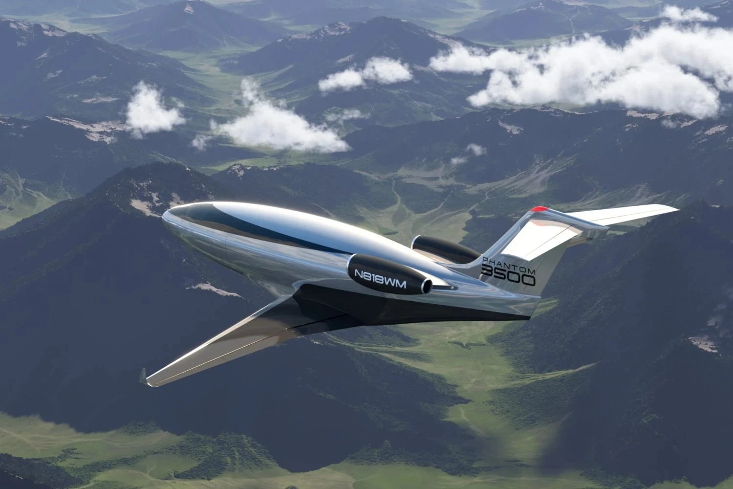 Renderizações do jato executivo Phantom 3500 (Otto Aerospace)