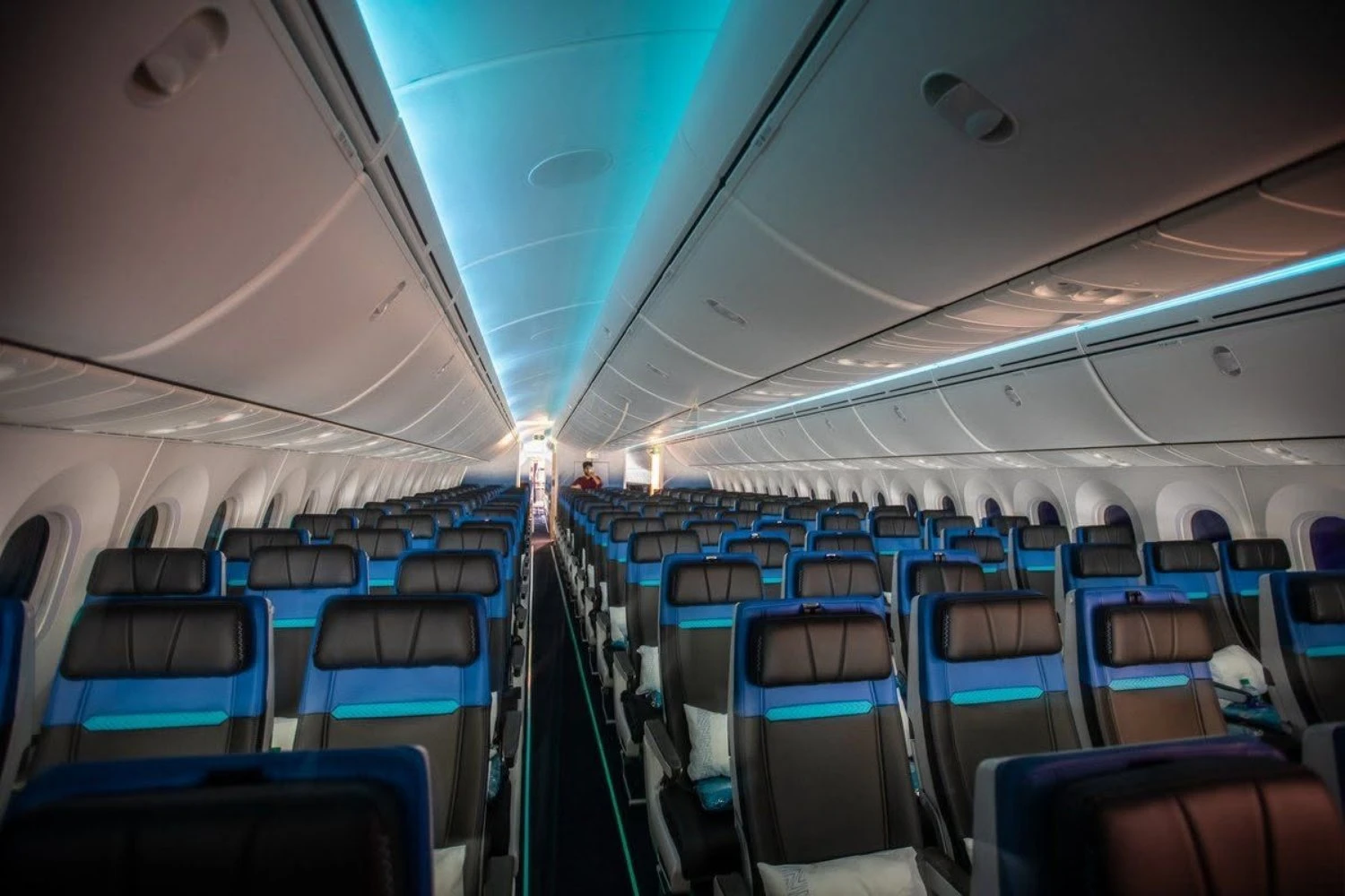Cabine do Boeing 787 da WestJet