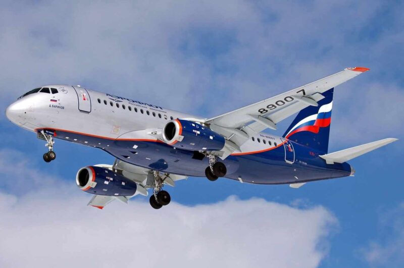 Um SuperJet quando voava na Aeroflot (Divulgação)