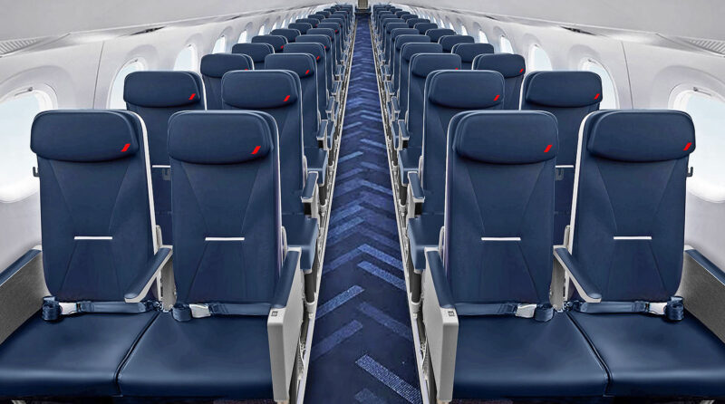 Nova cabine dos jatos Embraer E190 da Air France