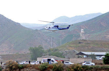Helicóptero Bell que levava o presidente do Irã