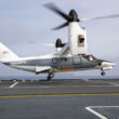 O AW609 fez várias operações de pouso e decolagem no porta-aviões