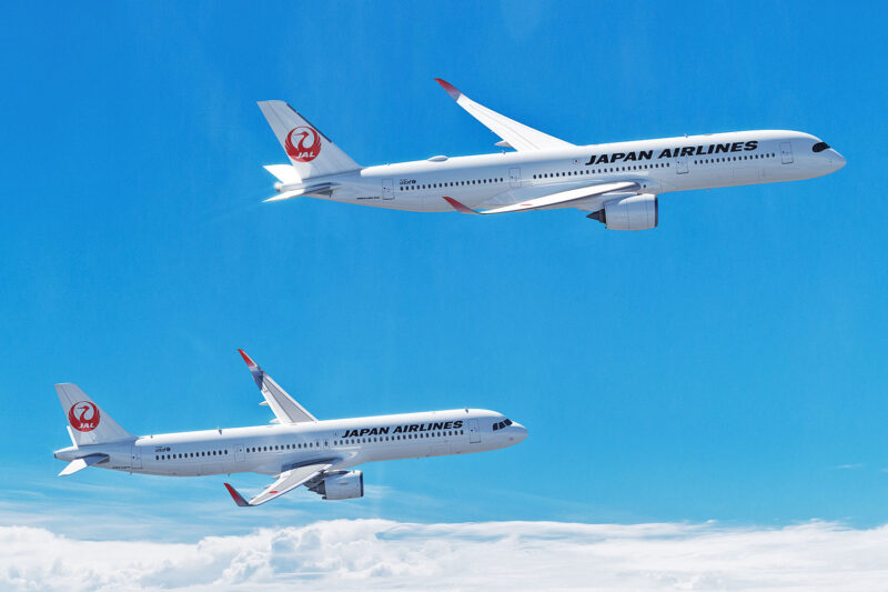 A321neo e A350 com a pintura da JAL