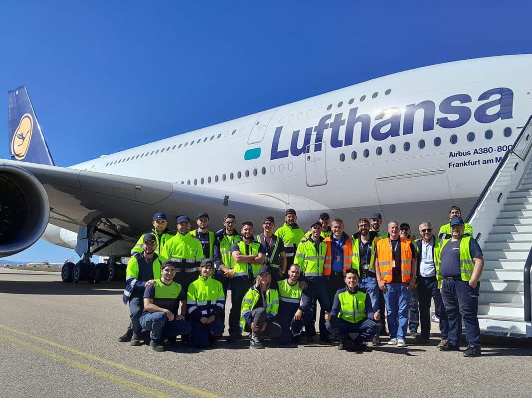 Um A380 da Lufthansa recentemente recuperado para voo pela Tarmac